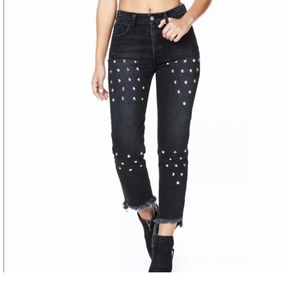 LF CARMAR Black Distressed Studded Ankle Jeans Size 25